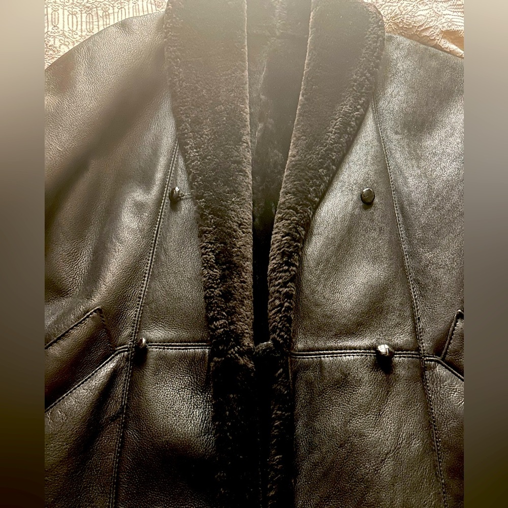 Custom made black shearling